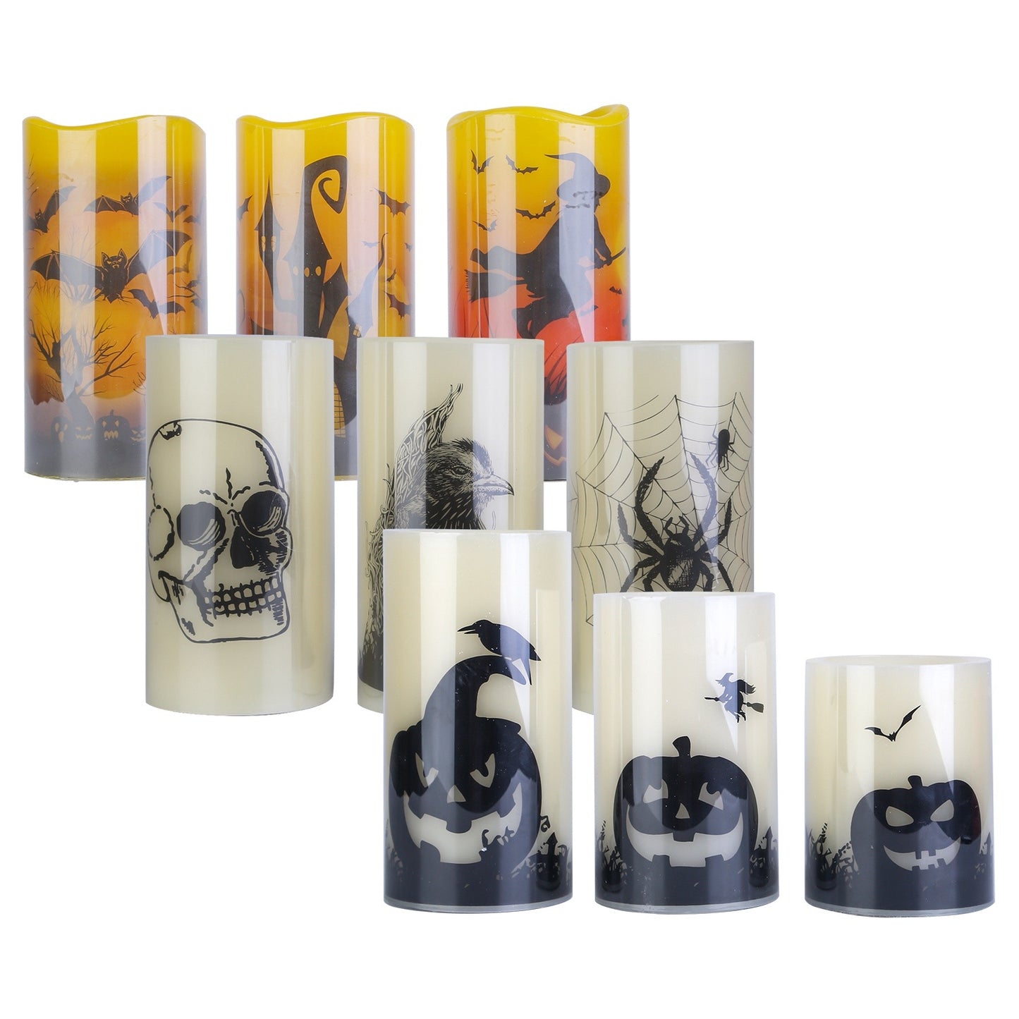 Halloween Flameless Candle Lamp (3 Pack) With Timer Setting Battery Operated Warm Orange Light Candles