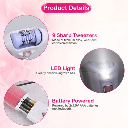 1Pc Glide Epilator For Women Cordless Women Shaver Facial Body Hair Remover Razor For Women Electric Tweezers Bikini Epilator Trimmer With LED Light