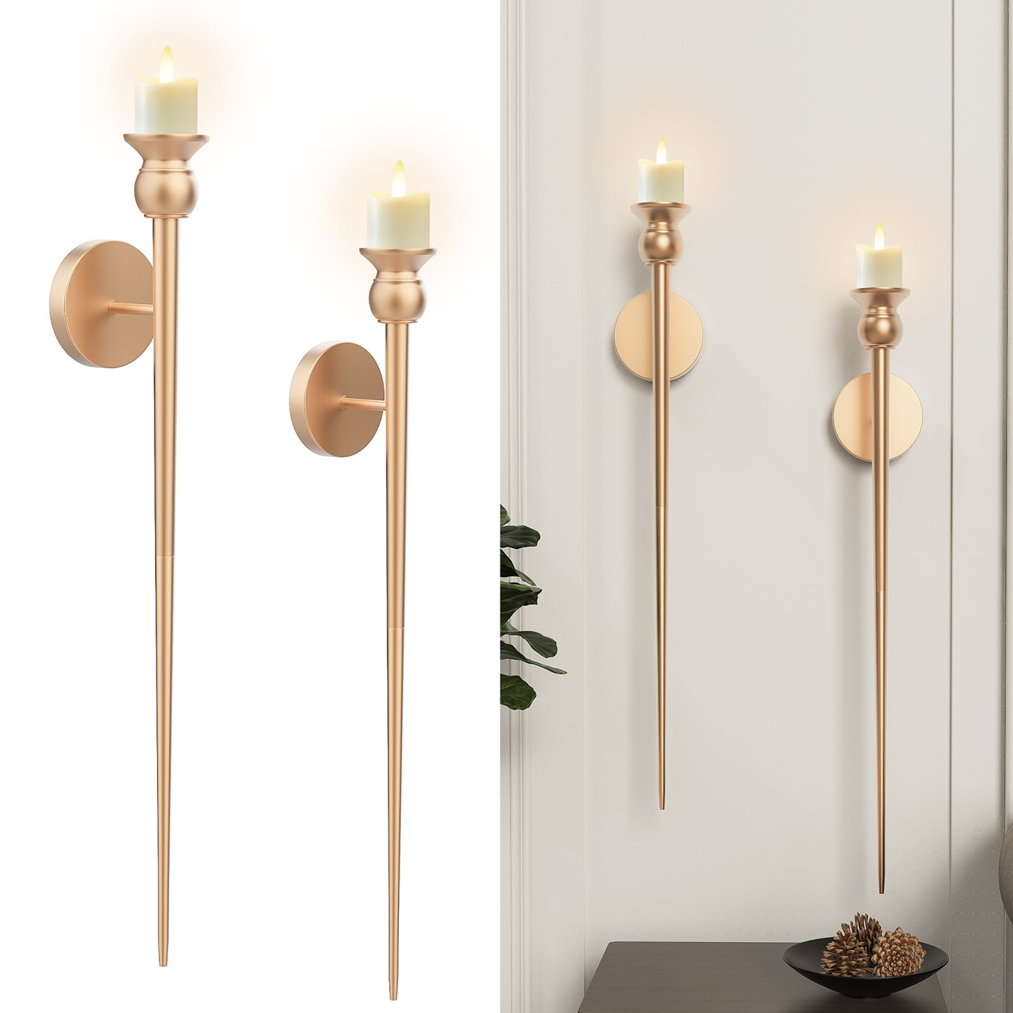 Vintage-Style Wall Sconce with Flameless Candles – Timeless Decorative Candle Holder for Elegant Home Interiors