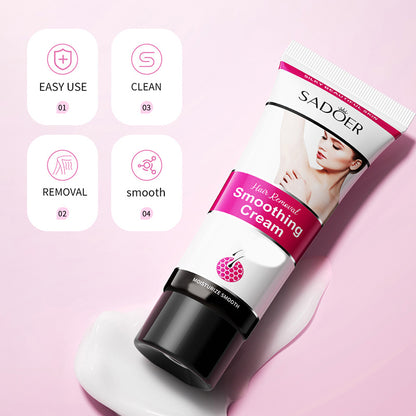 Gentle & Soothing Sensitive Depilatory Cream - Skin Friendly, Painless, Flawless Hair Remover For Women, Moisturizing Face And Body Smoothing