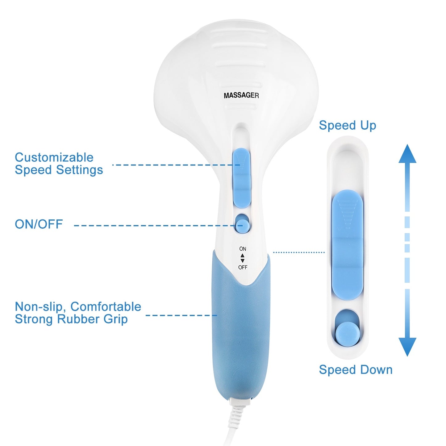 1Pc Electric Full Body Percussion Massager Handheld Double Head Vibrating Body Relax For Neck Back Legs