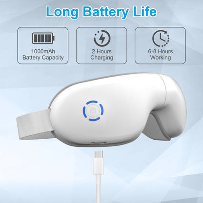 1Pc Eye Massager With Heat Music Air Pressure Vibration Massage Rechargeable For Men Women Elders Wireless Eye Mask