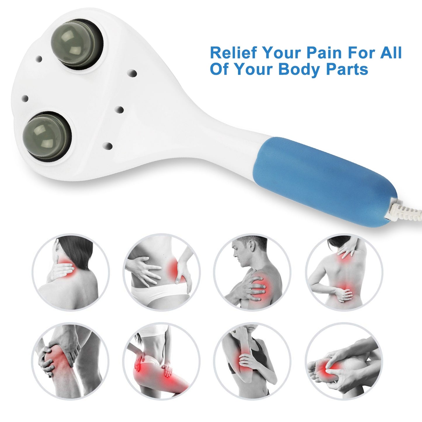 1Pc Electric Full Body Percussion Massager Handheld Double Head Vibrating Body Relax For Neck Back Legs