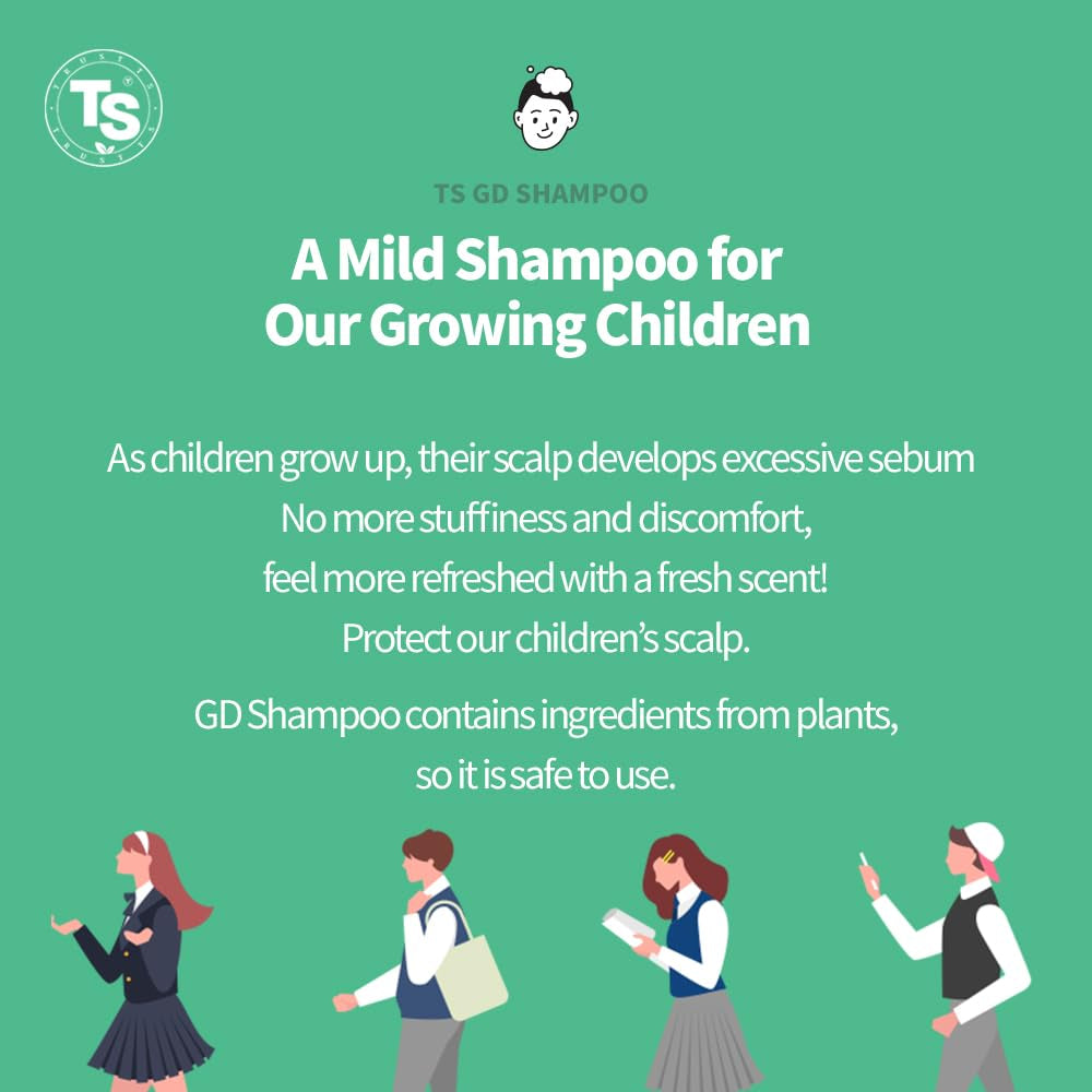 TS GD Shampoo for Dandruff & Itchy Scalp (13.5 Oz) for Youth & Teens | Treatment for Adolescents | Allergen Free | Silicone,Sls,Sles Free | Korean Shampoo
