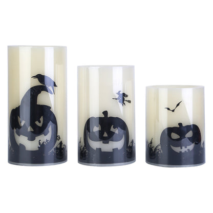 Halloween Flameless Candle Lamp (3 Pack) With Timer Setting Battery Operated Warm Orange Light Candles