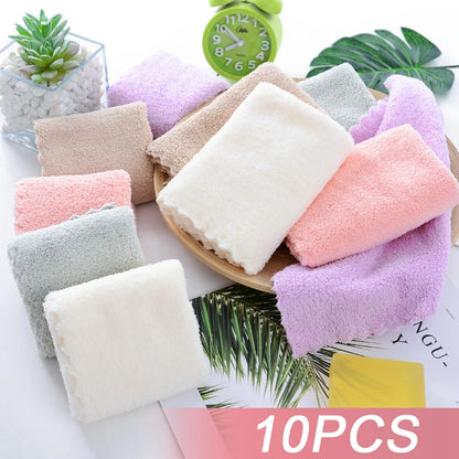 10 Pcs Microfiber Coral Fleece Towels – Thick, Soft, and Quick-Drying Face Towels for Absorbency