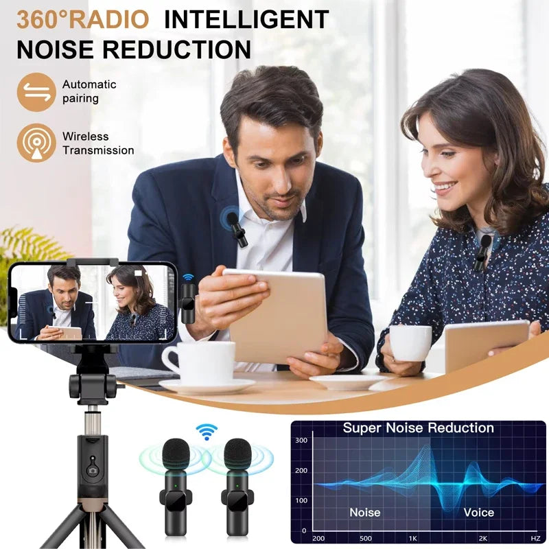 Wireless Lavalier Microphone – Noise Reduction Mic for iPhone/Android, Ideal for Live Streaming, YouTube, TikTok, Facebook Live