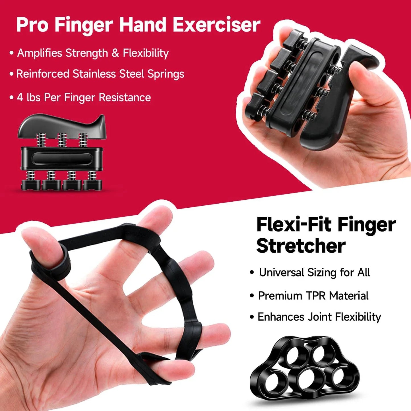 Adjustable Hand Grip Strengthener with Finger Exerciser – Muscle Building & Injury Recovery Tool