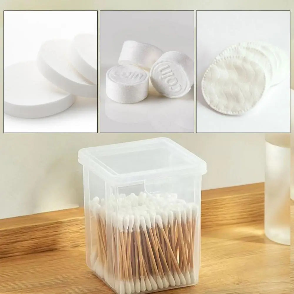 Clear Cotton Swab Holder – Q-Tip Dispenser & Storage Box for Vanity, Makeup, and Bathroom Organization