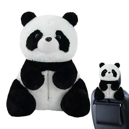 Plush Cute Panda Tissue Box Holder – Car Seat Paper Dispenser with Cartoon Animal Design