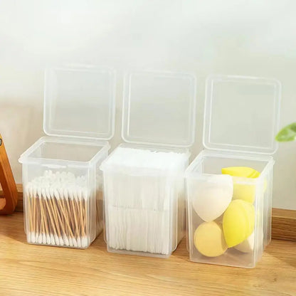 Clear Cotton Swab Holder – Q-Tip Dispenser & Storage Box for Vanity, Makeup, and Bathroom Organization