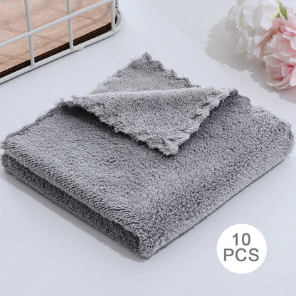10 Pcs Microfiber Coral Fleece Towels – Thick, Soft, and Quick-Drying Face Towels for Absorbency