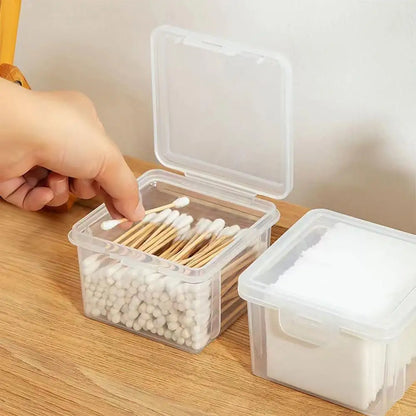 Clear Cotton Swab Holder – Q-Tip Dispenser & Storage Box for Vanity, Makeup, and Bathroom Organization