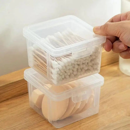 Clear Cotton Swab Holder – Q-Tip Dispenser & Storage Box for Vanity, Makeup, and Bathroom Organization