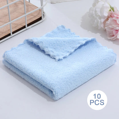 10 Pcs Microfiber Coral Fleece Towels – Thick, Soft, and Quick-Drying Face Towels for Absorbency