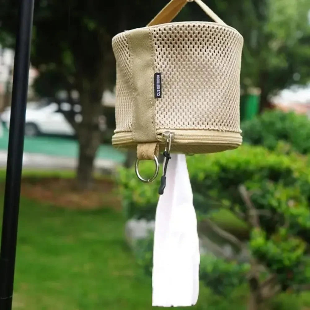 Outdoor Camping Tissue Case Roll Paper Storage Bag With Hook Portable