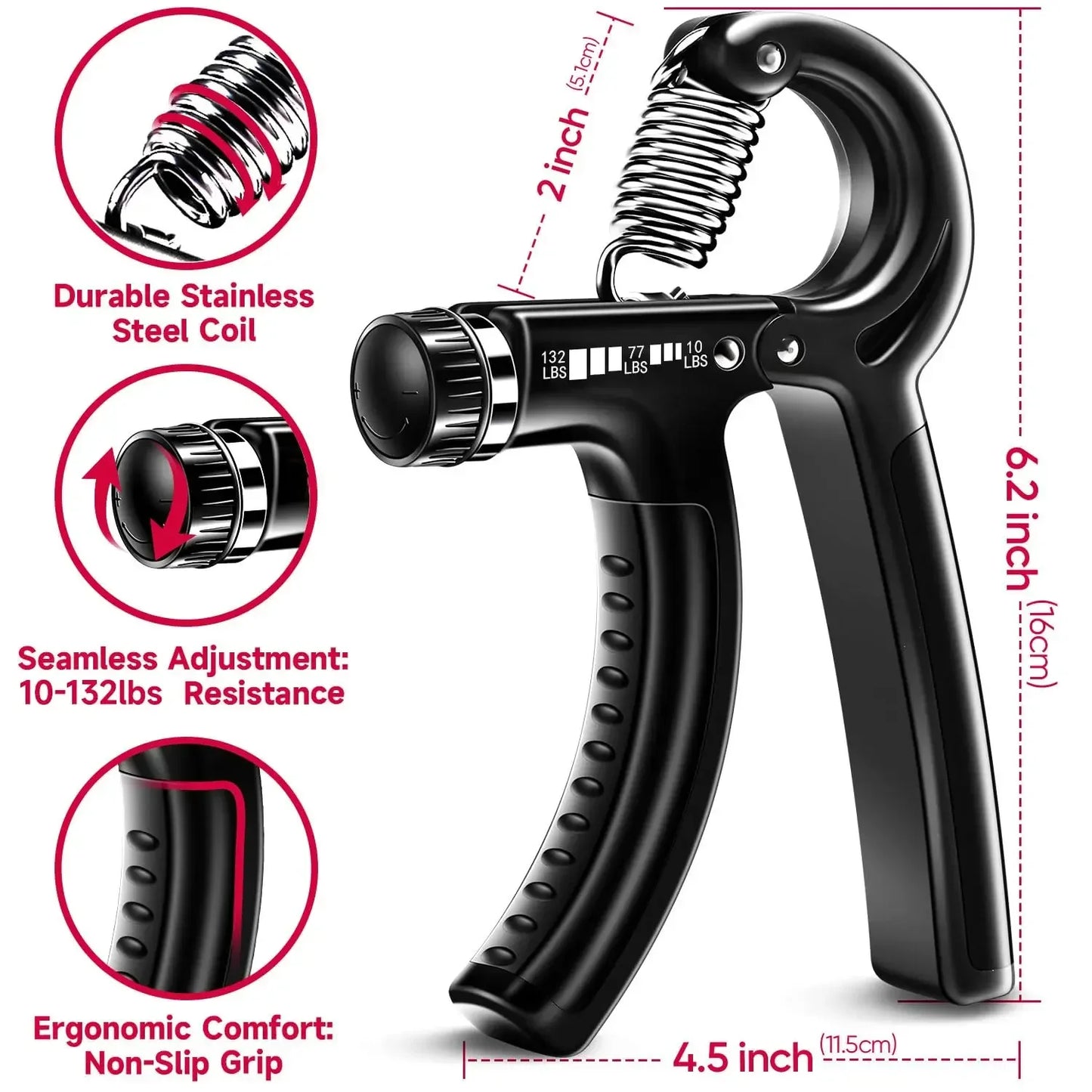 Adjustable Hand Grip Strengthener with Finger Exerciser – Muscle Building & Injury Recovery Tool