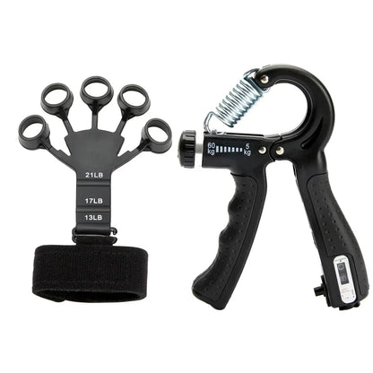 Adjustable Hand Grip Strengthener with Finger Exerciser – Muscle Building & Injury Recovery Tool