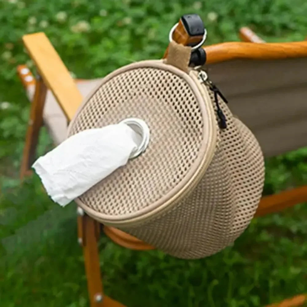 Outdoor Camping Tissue Case Roll Paper Storage Bag With Hook Portable