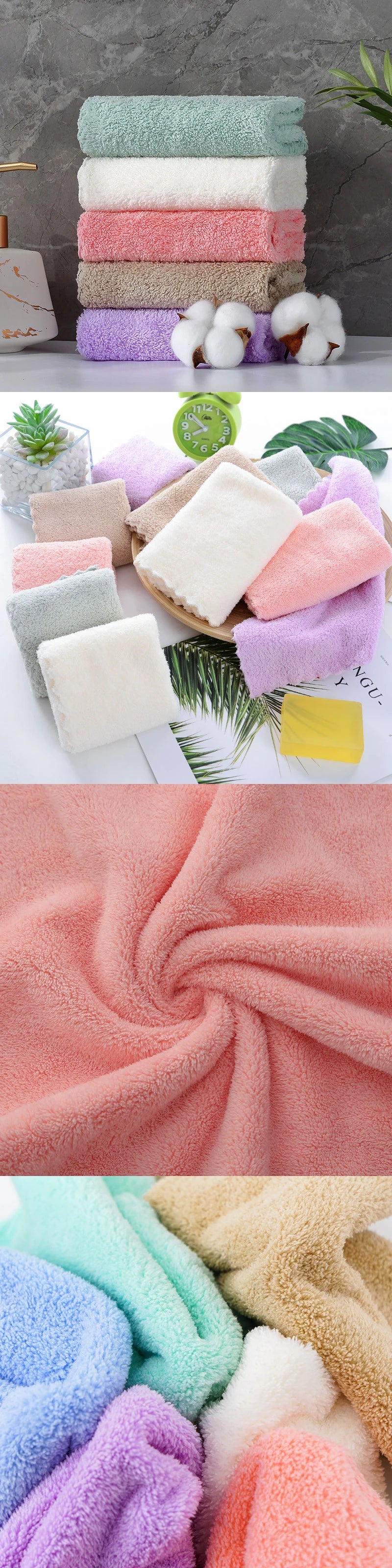 10 Pcs Microfiber Coral Fleece Towels – Thick, Soft, and Quick-Drying Face Towels for Absorbency