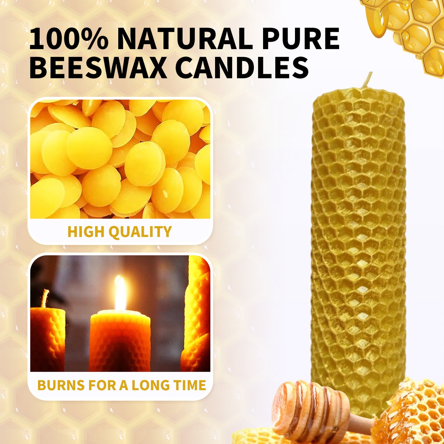 DIY Beeswax Sheets – Pure Honeycomb Wax Tablets for Handmade Candles & Festive Crafts
