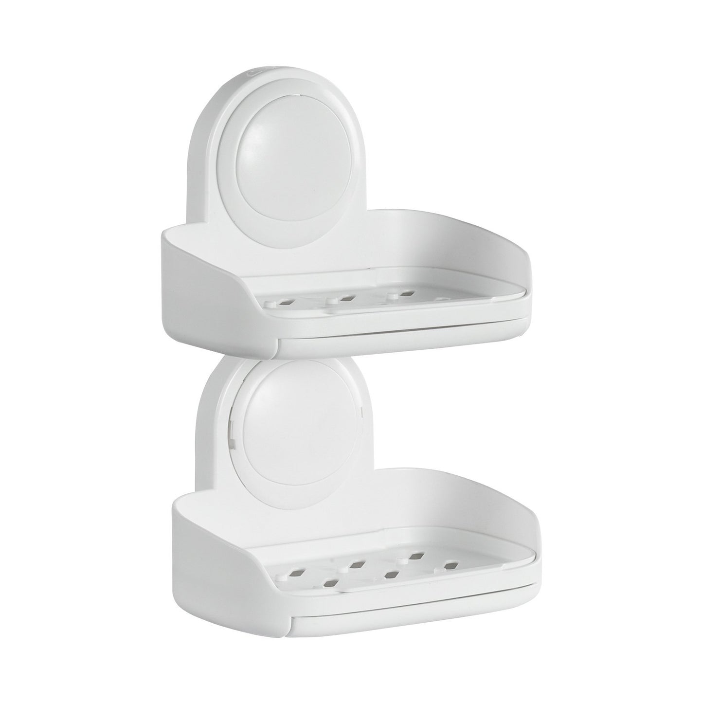 Suction Cup Soap Dish With Double Layer Holder With Drain Tray For Shower