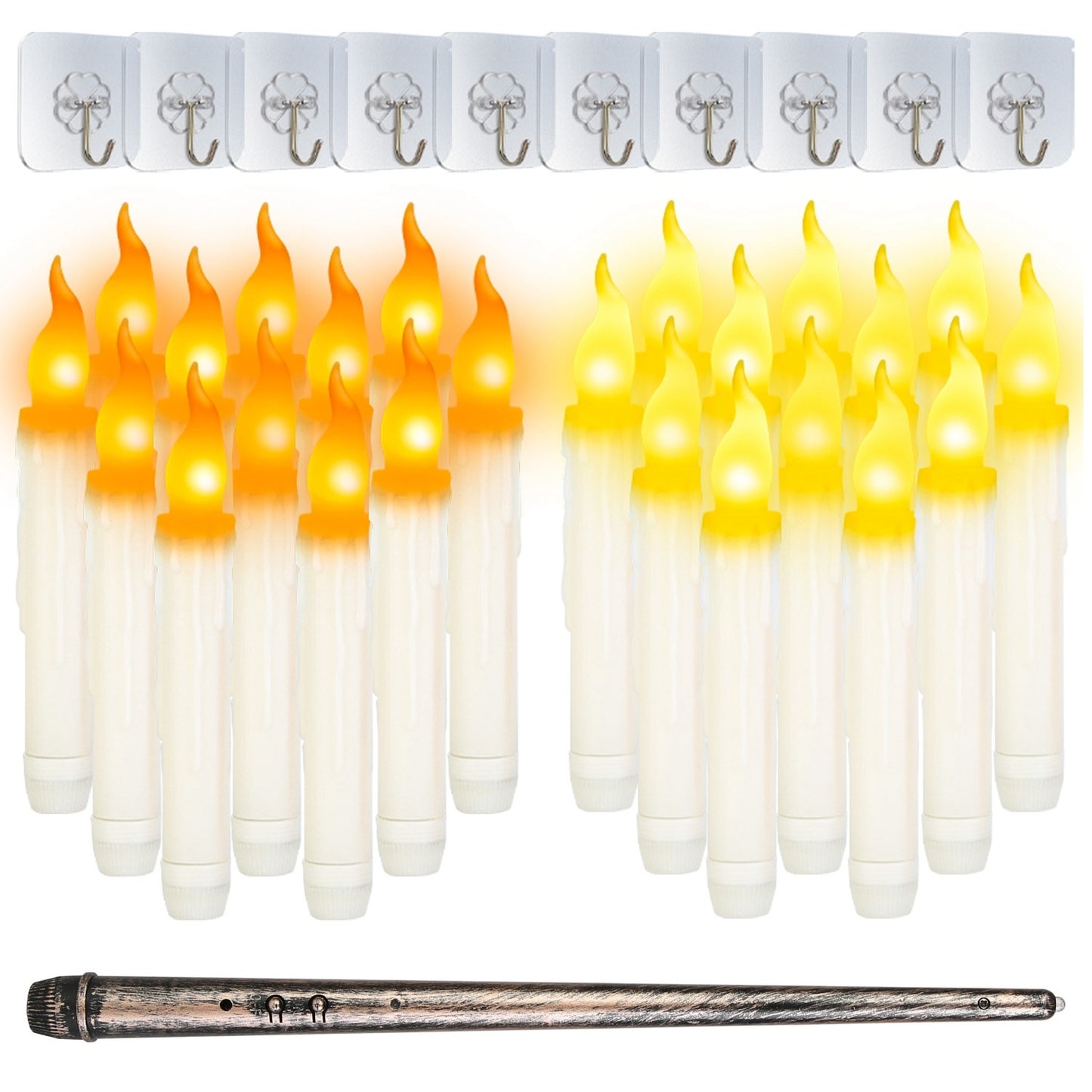12Pcs Flameless Floating Candles LED Magic Hanging Candle Light Battery Operated Flickering Warm Light Window Candle With Magic Wand Remote