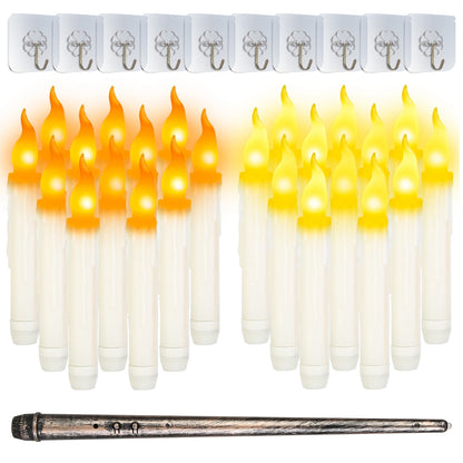 12Pcs Flameless Floating Candles LED Magic Hanging Candle Light Battery Operated Flickering Warm Light Window Candle With Magic Wand Remote