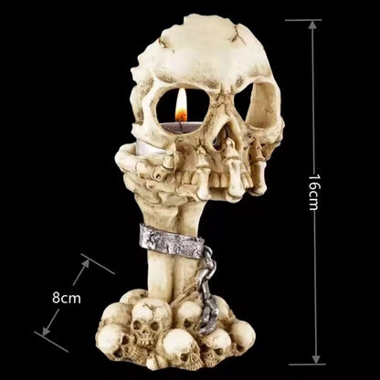 Skull Hand Candle Holder – Realistic Tabletop Gothic Décor, Artistic Horror Style with Lit Candles