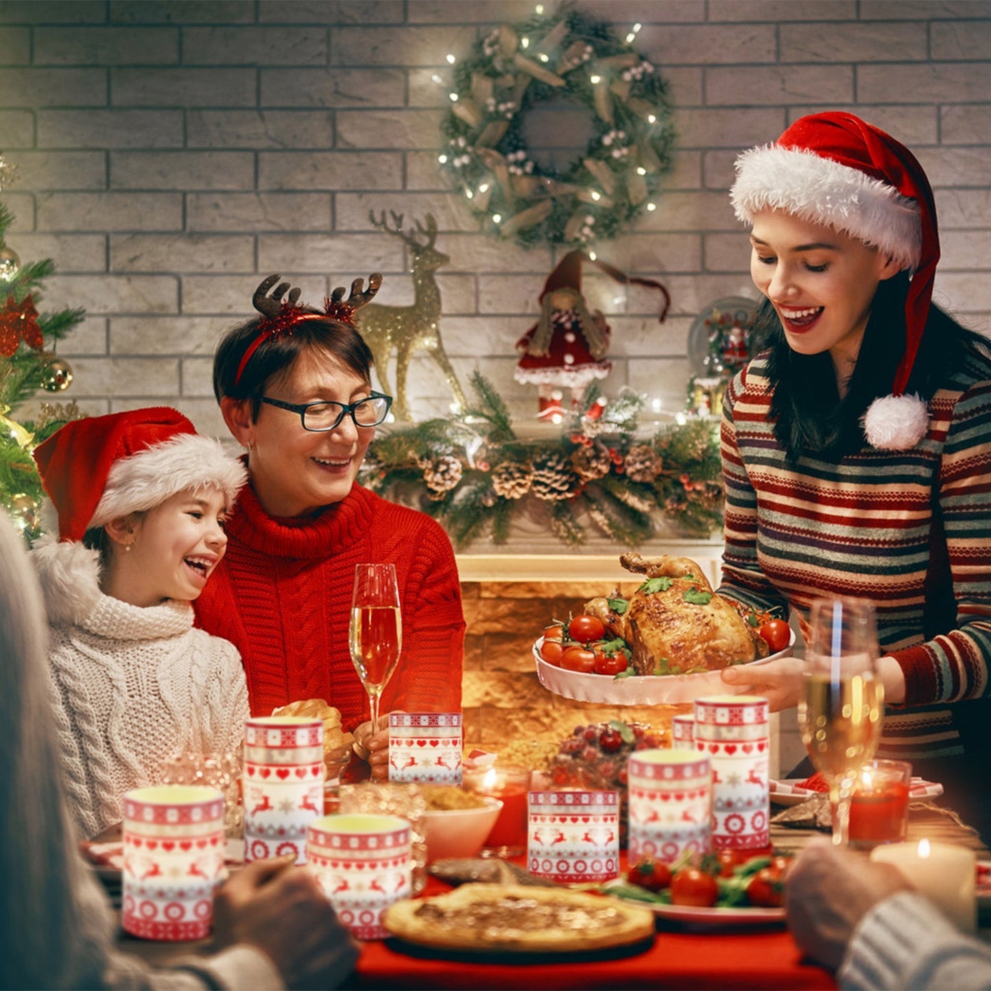 3-Piece Christmas LED Flameless Candle Set – Elegant Deer Design, Flickering Glow with Remote & Timer