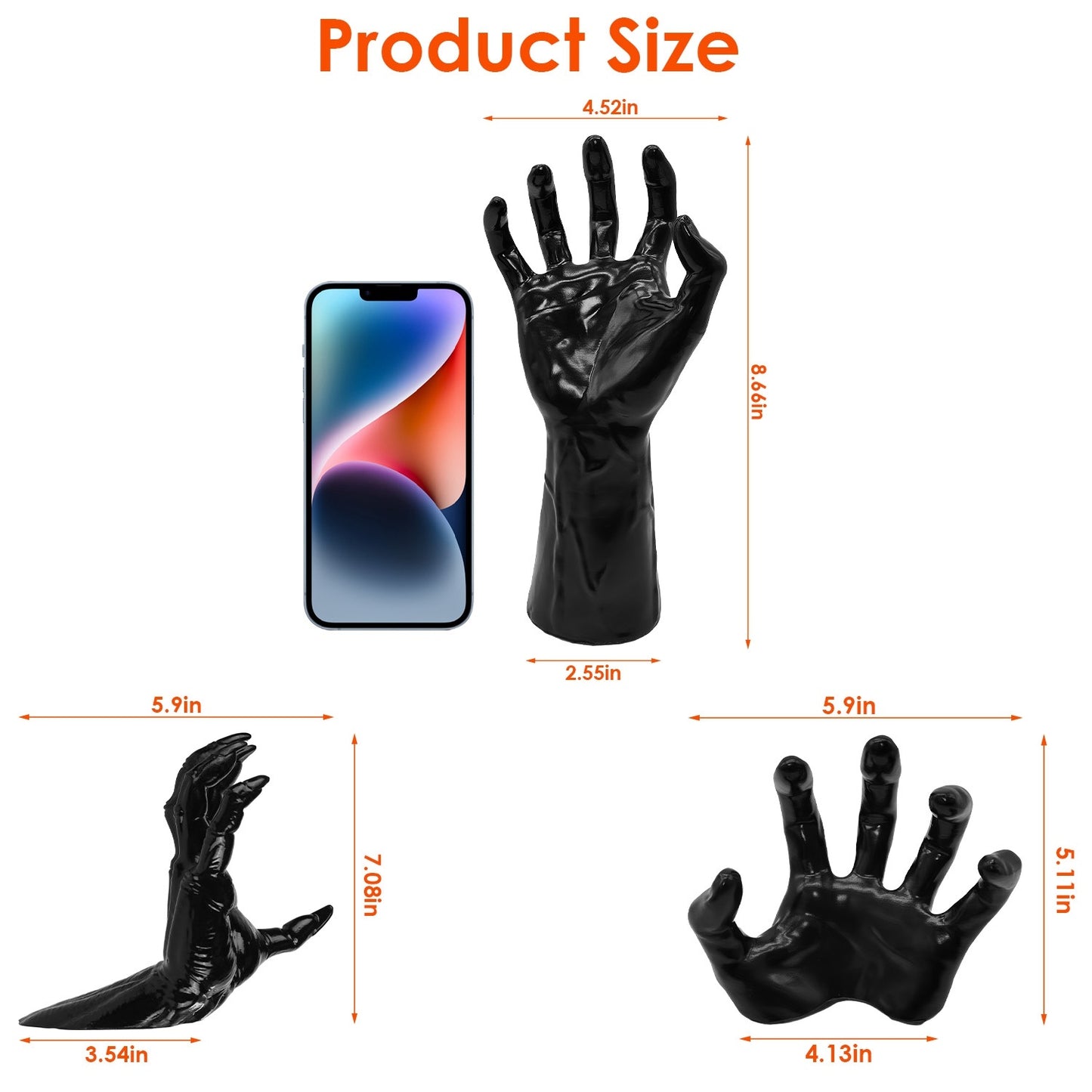 3Pcs Gothic Reaching Hands with Candle Lights – Witch & Devil Hand Wall Hanging Halloween Sculpture