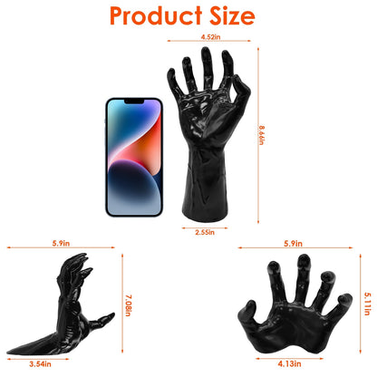 3Pcs Gothic Reaching Hands with Candle Lights – Witch & Devil Hand Wall Hanging Halloween Sculpture