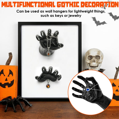 3Pcs Gothic Reaching Hands with Candle Lights – Witch & Devil Hand Wall Hanging Halloween Sculpture